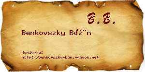 Benkovszky Bán névjegykártya